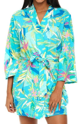 Women's Soft Cotton Knit Jersey Lounge Robe With Pockets, Short Bathrobe 11 Women's Soft Cotton Knit Jersey Lounge Robe With Pockets, Short Bathrobe - Image 11