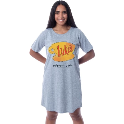 Gilmore Girls Womens' Luke's Diner Logo Nightgown Sleep Pajama Shirt Grey 3 Gilmore Girls Womens' Luke's Diner Logo Nightgown Sleep Pajama Shirt Grey - Image 3