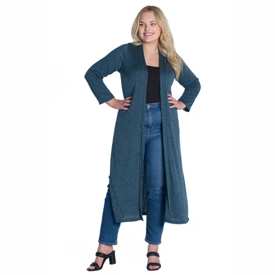 Womens Plus Size Long Duster Open Front Knit Cardigan 5 Womens Plus Size Long Duster Open Front Knit Cardigan - Image 5