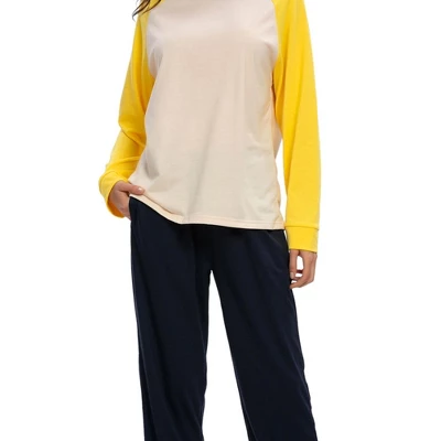 Cheibear Womens Sleepwear Round Neck Nightwear With Pants Pajama Lounge Set 4 Cheibear Womens Sleepwear Round Neck Nightwear With Pants Pajama Lounge Set - Image 4