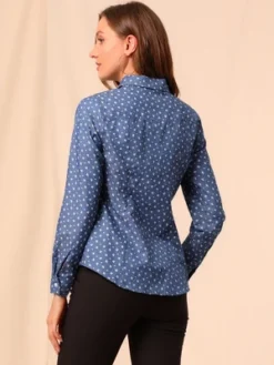 Allegra K Women's Point Collar Chest Pockets Button Down Dots Shirt 11 Allegra K Women's Point Collar Chest Pockets Button Down Dots Shirt -Avenue Sale Store GUEST 5f7f993d 7db2 4a76 8136 d25fd41cc9cc