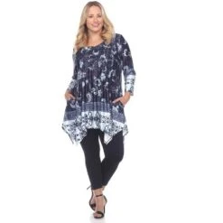 Women's Plus Size Victorian Print Tunic Top With Pockets - White Mark -Avenue Sale Store GUEST 636e1387 1afa 4619 962b 729b90cfd1f3