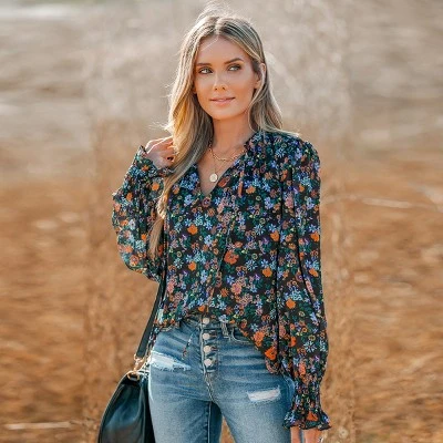 Women's Ditsy Floral Print Smocked Top - Cupshe 5 Women's Ditsy Floral Print Smocked Top - Cupshe - Image 5