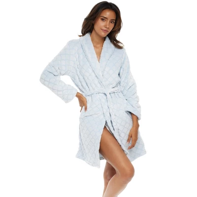 Women's Warm Soft Plush Fleece Bathrobe, Knee Length Robe, Seashell Scalloped 9 Women's Warm Soft Plush Fleece Bathrobe, Knee Length Robe, Seashell Scalloped - Image 9