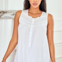 Women's Cotton Victorian Nightgown, Sybil Sleeveless Lace Trimmed Button Up Long Vintage Night Dress Gown 10 Women's Cotton Victorian Nightgown, Sybil Sleeveless Lace Trimmed Button Up Long Vintage Night Dress Gown -Avenue Sale Store GUEST 6404ad27 2686 44f5 b9c8 7f241cb7bcc1