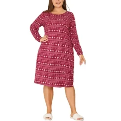 Agnes Orinda Women's Plus Size Comfy Long Sleeve Sleep Dress Nightgown -Avenue Sale Store GUEST 6551a7e0 2fb5 4fb1 b067 09a069c6af5a