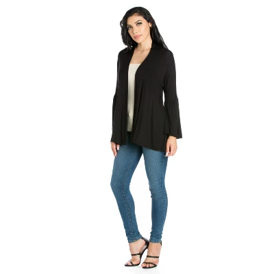 24seven Comfort Apparel Bell Sleeve Flared Open Front Cardigan 1 24seven Comfort Apparel Bell Sleeve Flared Open Front Cardigan