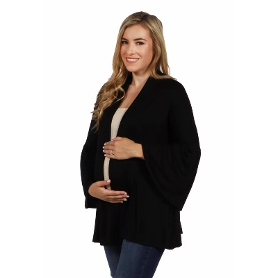 24seven Comfort Apparel Bell Sleeve Flared Open Front Maternity Cardigan 1 24seven Comfort Apparel Bell Sleeve Flared Open Front Maternity Cardigan