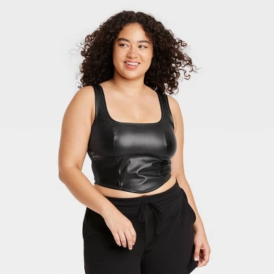 Women's Faux Leather Corset - Colsie™ Black 3 Women's Faux Leather Corset - Colsie™ Black - Image 3