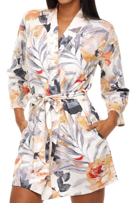 Women's Soft Cotton Knit Jersey Lounge Robe With Pockets, Short Bathrobe 6 Women's Soft Cotton Knit Jersey Lounge Robe With Pockets, Short Bathrobe - Image 6