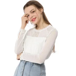 Allegra K Women's Elegant Lace Sleeve Top Scalloped Trim Summer Casual Chiffon Blouse 24 Allegra K Women's Elegant Lace Sleeve Top Scalloped Trim Summer Casual Chiffon Blouse -Avenue Sale Store GUEST 68f04c50 b335 4802 9634 ef146e9495bd