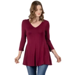 24seven Comfort Apparel Womens Three Quarter Sleeve V-Neck Tunic Top -Avenue Sale Store GUEST 69e340d6 85ad 4e71 9534 187d49a95f18