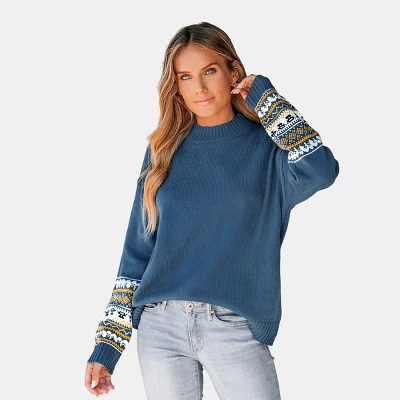 Women's Fair Isle Trim Mock Neck Sweater - Cupshe 7 Women's Fair Isle Trim Mock Neck Sweater - Cupshe - Image 7
