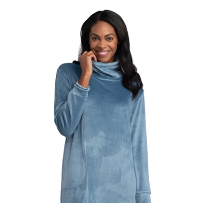 Softies 46" Feather Velour Funnel Neck Lounge Dress 1 Softies 46" Feather Velour Funnel Neck Lounge Dress