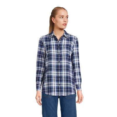 Lands' End Women's Tall Flannel Boyfriend Fit Long Sleeve Shirt 1 Lands' End Women's Tall Flannel Boyfriend Fit Long Sleeve Shirt
