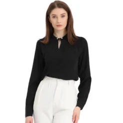 Allegra K Women's Pleated Mock Neck Pearl Decor Elegant Work Blouse 11 Allegra K Women's Pleated Mock Neck Pearl Decor Elegant Work Blouse -Avenue Sale Store GUEST 70856597 90fe 4633 a3c8 37193c75cfa1