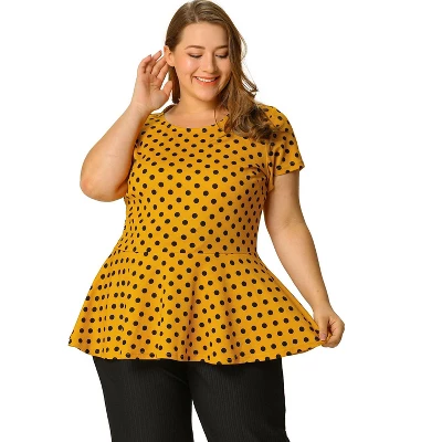 Agnes Orinda Women's Plus Size Polka Dots Fashion Workout Elegant Short Sleeves Peplum Top 7 Agnes Orinda Women's Plus Size Polka Dots Fashion Workout Elegant Short Sleeves Peplum Top - Image 7