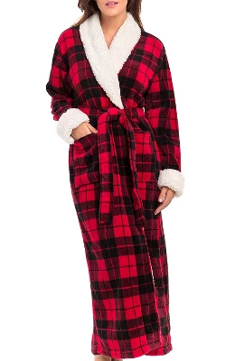 Women's Warm Winter Robe, Plush Fleece Full Length Long Bathrobe 4 Women's Warm Winter Robe, Plush Fleece Full Length Long Bathrobe - Image 4