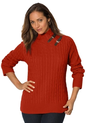 Jessica London Women’s Plus Size Buckle-Trim Turtleneck 4 Jessica London Women’s Plus Size Buckle-Trim Turtleneck - Image 4