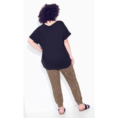 Women's Plus Size Only Lounge Print Pant - Brown Animal | ZIM & ZOE 1 Women's Plus Size Only Lounge Print Pant - Brown Animal | ZIM & ZOE