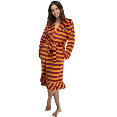 Harry Potter Juniors' Striped Ruffle Hooded Plush Fleece Robe 1 Harry Potter Juniors' Striped Ruffle Hooded Plush Fleece Robe
