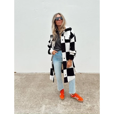 Women's Ascot + Hart Checkered Fleece Graphic Shacket 3 Women's Ascot + Hart Checkered Fleece Graphic Shacket - Image 3