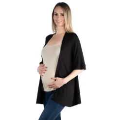 24seven Comfort Apparel Women's Maternity Open Front Cardigan