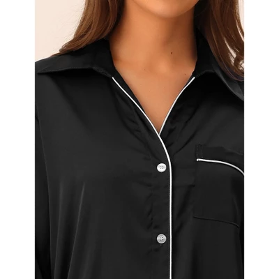 Cheibear Women's Button Down 3/4 Sleeve Mini Nightshirt Dress 3 Cheibear Women's Button Down 3/4 Sleeve Mini Nightshirt Dress - Image 3