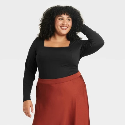 Women's Long Sleeve Slim Fit Corset T-Shirt - Ava & Viv™ 3 Women's Long Sleeve Slim Fit Corset T-Shirt - Ava & Viv™ - Image 3