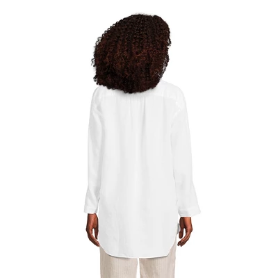 Lands' End Women's Linen Long Sleeve Oversized Relaxed Tunic Top 1 Lands' End Women's Linen Long Sleeve Oversized Relaxed Tunic Top