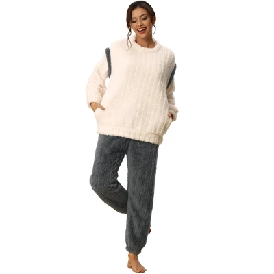 Cheibear Women's Flannel Fleece Sweatsuits With Pockets Winter Pajama Sets 6 Cheibear Women's Flannel Fleece Sweatsuits With Pockets Winter Pajama Sets - Image 6