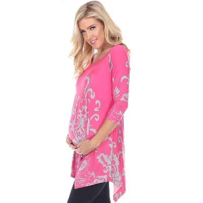 Maternity Scoop Neck Ganette Tunic With Pockets - White Mark 8 Maternity Scoop Neck Ganette Tunic With Pockets - White Mark - Image 8