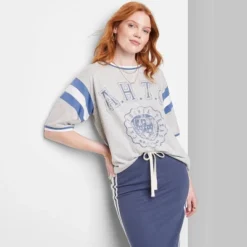 Women's Ascot + Hart Varsity Elbow Sleeve Graphic T-Shirt - Gray 12 Women's Ascot + Hart Varsity Elbow Sleeve Graphic T-Shirt - Gray -Avenue Sale Store GUEST 80859283 34ce 42cb 9bde e5c609d93680