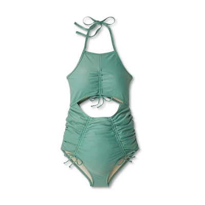 High Neck Adjustable One Piece Maternity Swimsuit - Isabel Maternity By Ingrid & Isabel™ Moss Green 2 High Neck Adjustable One Piece Maternity Swimsuit - Isabel Maternity By Ingrid & Isabel™ Moss Green - Image 2