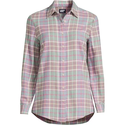 Lands' End Women's Tall Flannel Boyfriend Fit Long Sleeve Shirt 7 Lands' End Women's Tall Flannel Boyfriend Fit Long Sleeve Shirt - Image 7