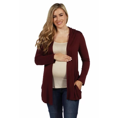 24seven Comfort Apparel Open Front Lightweight Hooded Maternity Cardigan 5 24seven Comfort Apparel Open Front Lightweight Hooded Maternity Cardigan - Image 5
