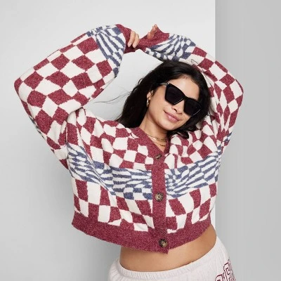 Women's Ascot + Hart Checkered Graphic Cardigan 7 Women's Ascot + Hart Checkered Graphic Cardigan - Image 7
