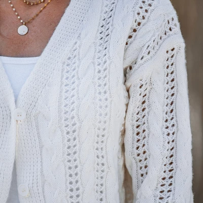 Women's Cable Knit Button-Front Cardigan - Cupshe 1 Women's Cable Knit Button-Front Cardigan - Cupshe