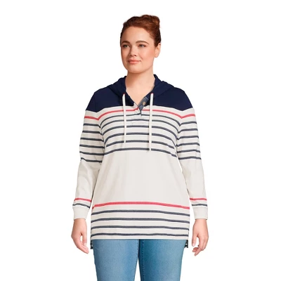 Lands' End Women's Long Sleeve Heavyweight Jersey Button Front Hoodie Tunic 6 Lands' End Women's Long Sleeve Heavyweight Jersey Button Front Hoodie Tunic - Image 6