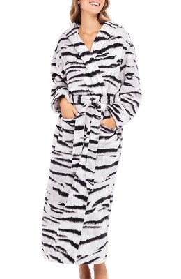 Women's Classic Winter Robe, Hooded Cozy Plush Fleece Bathrobe 13 Women's Classic Winter Robe, Hooded Cozy Plush Fleece Bathrobe - Image 13