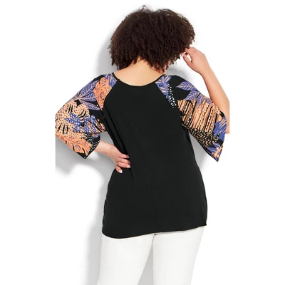 Women's Plus Size Gretta Tie Front Top - Skylight Palm | LORALETTE 1 Women's Plus Size Gretta Tie Front Top - Skylight Palm | LORALETTE