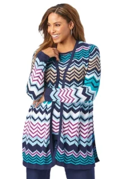 Jessica London Women’s Plus Size Chevron Cardigan
