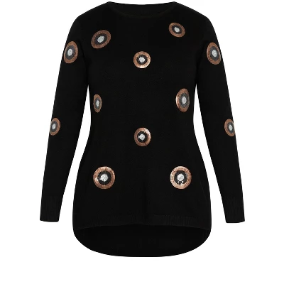 Women's Plus Size Sequinela Jumper - Black | EVANS 2 Women's Plus Size Sequinela Jumper - Black | EVANS - Image 2