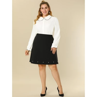 Agnes Orinda Women's Plus Size Elegant Office Peter Pan Collar Long Sleeves Button-Up Shirt 2 Agnes Orinda Women's Plus Size Elegant Office Peter Pan Collar Long Sleeves Button-Up Shirt - Image 2