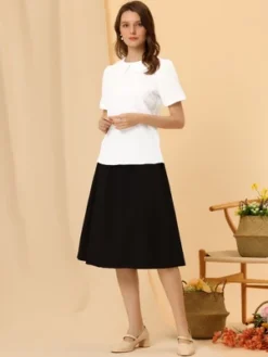 Allegra K Women's Floral Jacquard Puff Short Sleeve Peter Pan Collar Blouse -Avenue Sale Store GUEST 86bb238d 59e5 4020 85f2 89b22940019c