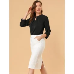 Allegra K Women's Work Office Keyhole Pleated Front Ruched 3/4 Sleeve Chiffon Blouse 20 Allegra K Women's Work Office Keyhole Pleated Front Ruched 3/4 Sleeve Chiffon Blouse -Avenue Sale Store GUEST 8a5ea8c6 df47 4159 922d cf9ed06f76c4