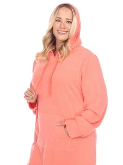 Women's Plus Size Hoodie Sweatshirt Dress - White Mark