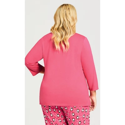 Women's Plus Size Cold Outside Sleep Top - Pink | AVENUE 2 Women's Plus Size Cold Outside Sleep Top - Pink | AVENUE - Image 2