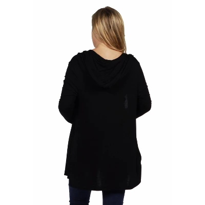 24seven Comfort Apparel Open Front Lightweight Hooded Maternity Cardigan 2 24seven Comfort Apparel Open Front Lightweight Hooded Maternity Cardigan - Image 2