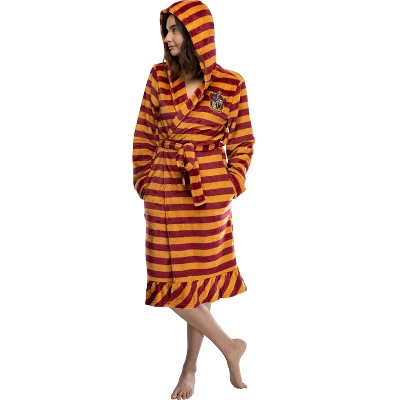 Harry Potter Juniors' Striped Ruffle Hooded Plush Fleece Robe 4 Harry Potter Juniors' Striped Ruffle Hooded Plush Fleece Robe - Image 4